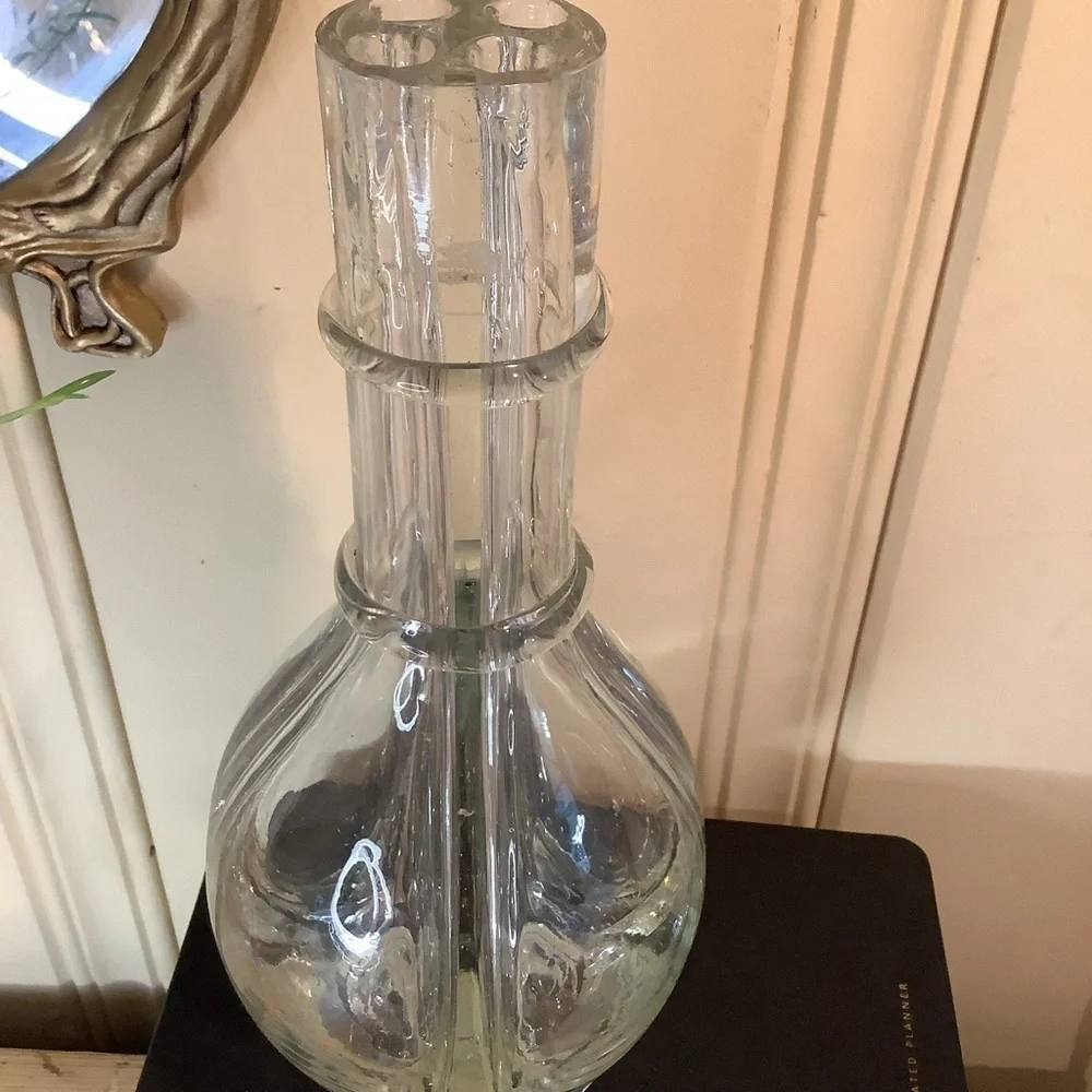 Antique Vintage Made In France Hand Blown 4 Chamber Liquor Decanter or Vase - Picture 4 of 8